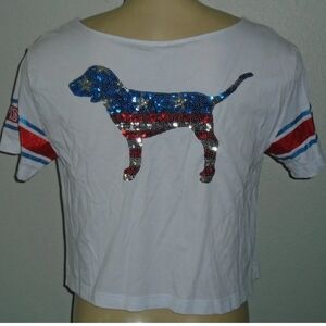 Victoria Secret Sequin Bling Flag Crop Top Size Medium